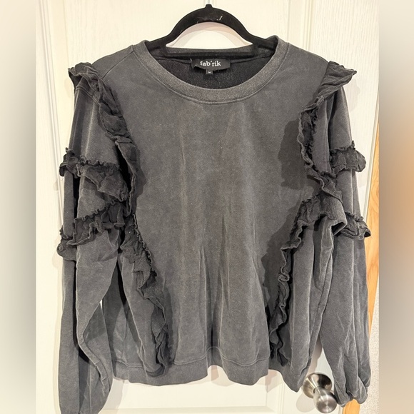 fab'rik Tops - Fab'rik Charcoal Ruffle Sweatshirt